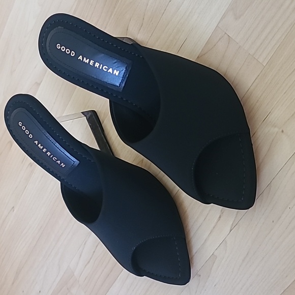 Good American Clear Wedge Sandals Size 5.5 Neoprene GA368N-X - Picture 4 of 8